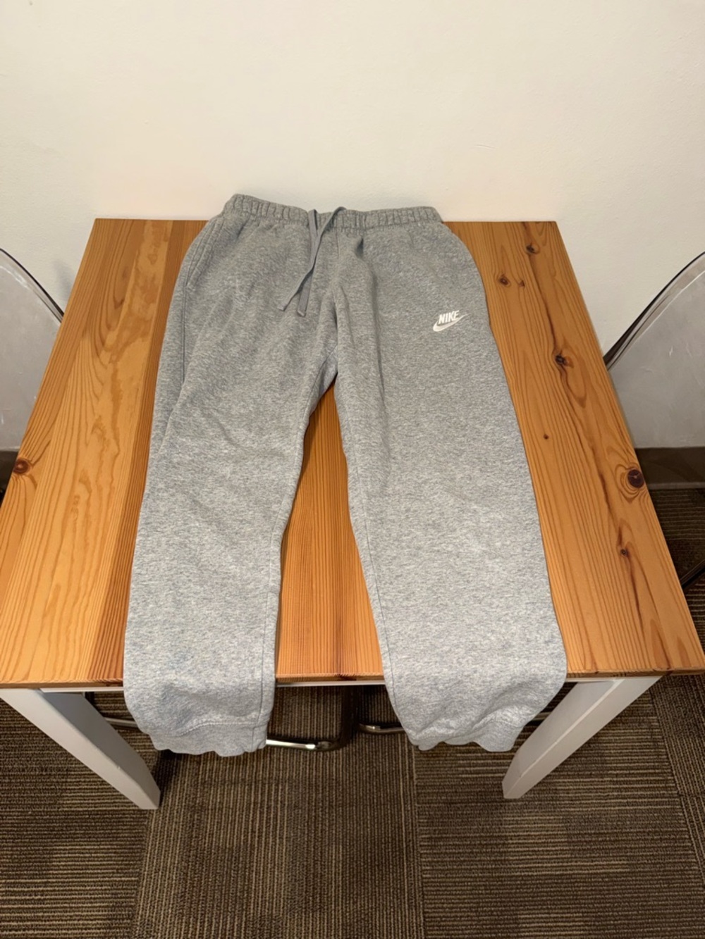 Nike Grey Men's Fleece Joggers with Drawstring